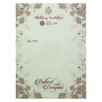 Vintage Green Rose Wedding Card-KJTS1772