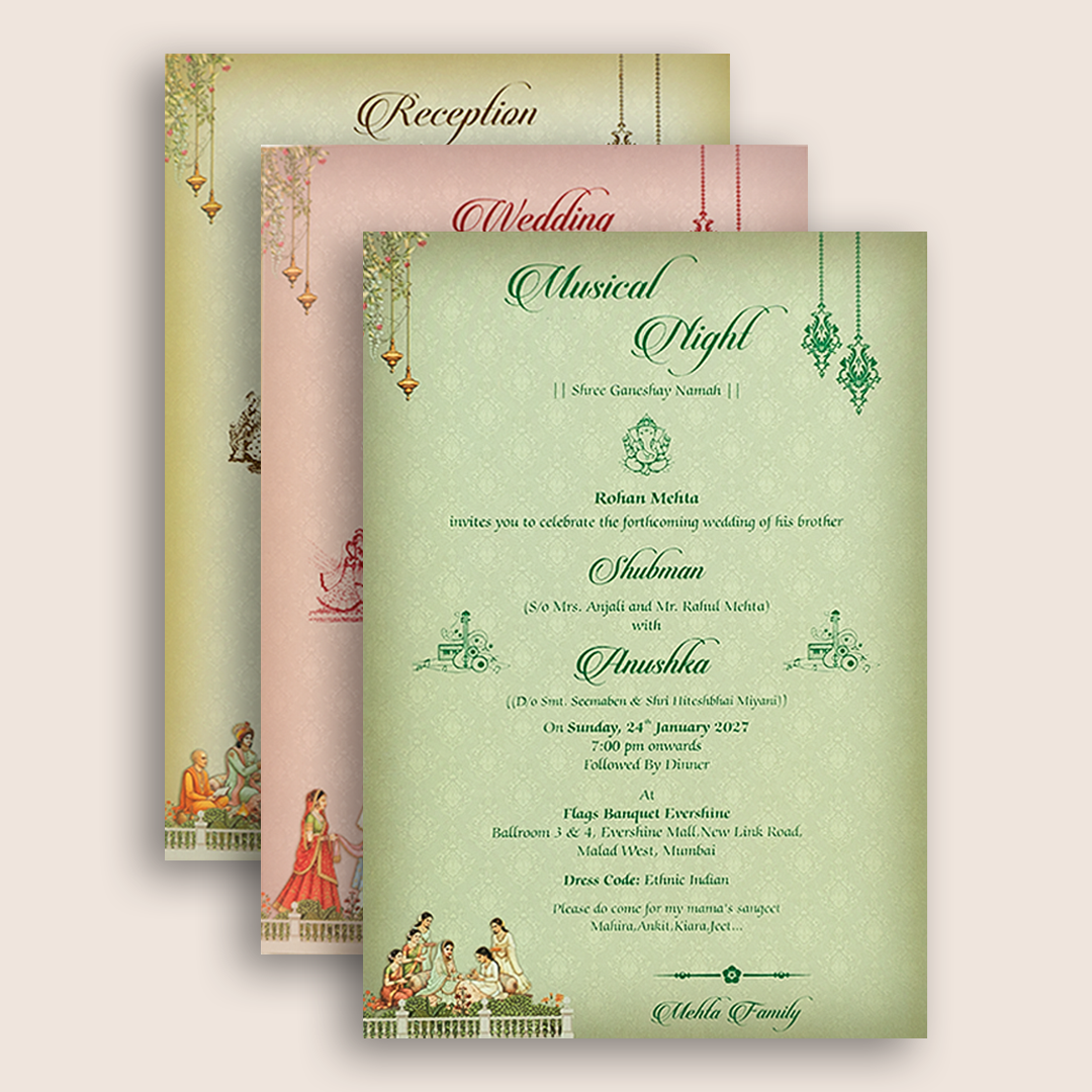 Brown Bride Groom Padded Door Style Wedding Card - KRB10710