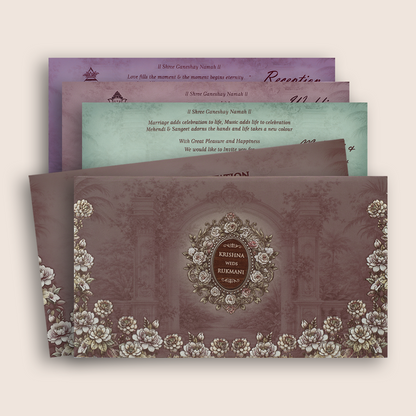Warm Pink Floral Padded Invitation card - KJTS1922