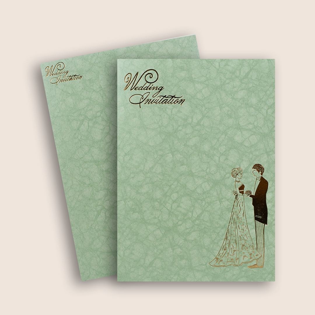 Light Green Western Couple Wedding Card - KNKR035GL