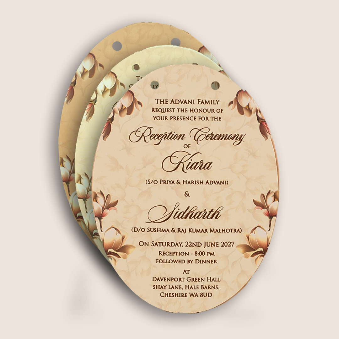 Sandal Floral Laser Cut MDF Marriage Invitation - KFR14040