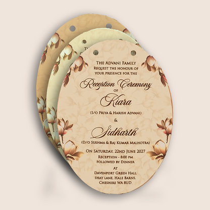 Sandal Floral Laser Cut MDF Marriage Invitation - KFR14040