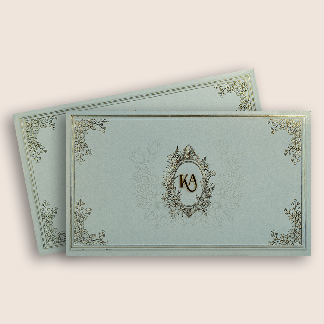 Light Grey Floral Pattern Wedding Card - KPR07500