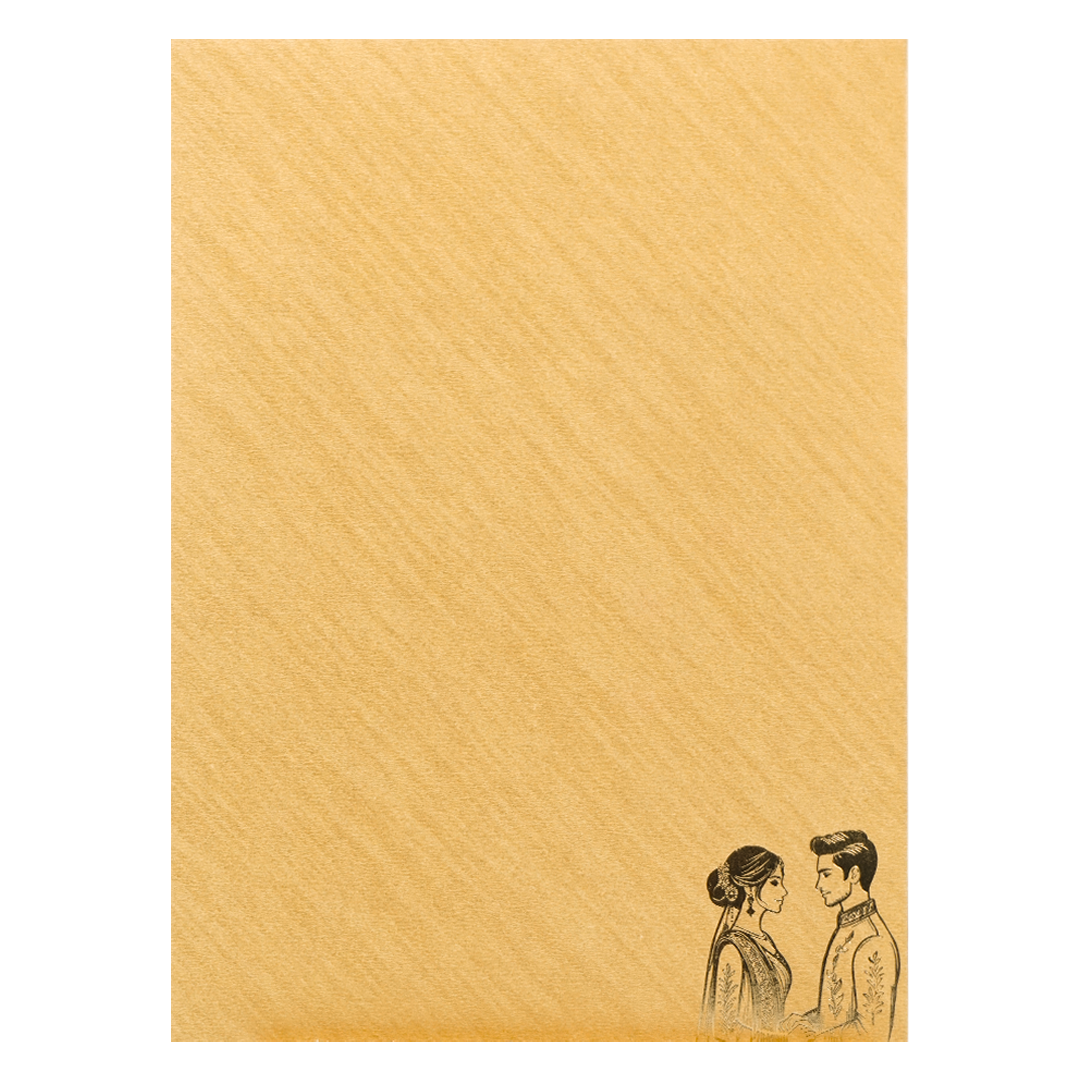 Gold Swastika Couple Gatefold Wedding Card-KNCM043GL