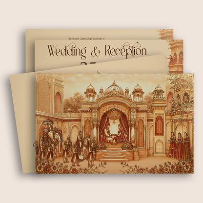 Pale Orange Royal Bride Groom Invitation Card - KPR07090