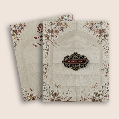 Beige Floral Arch Door Style Invitation Card - KVN06960