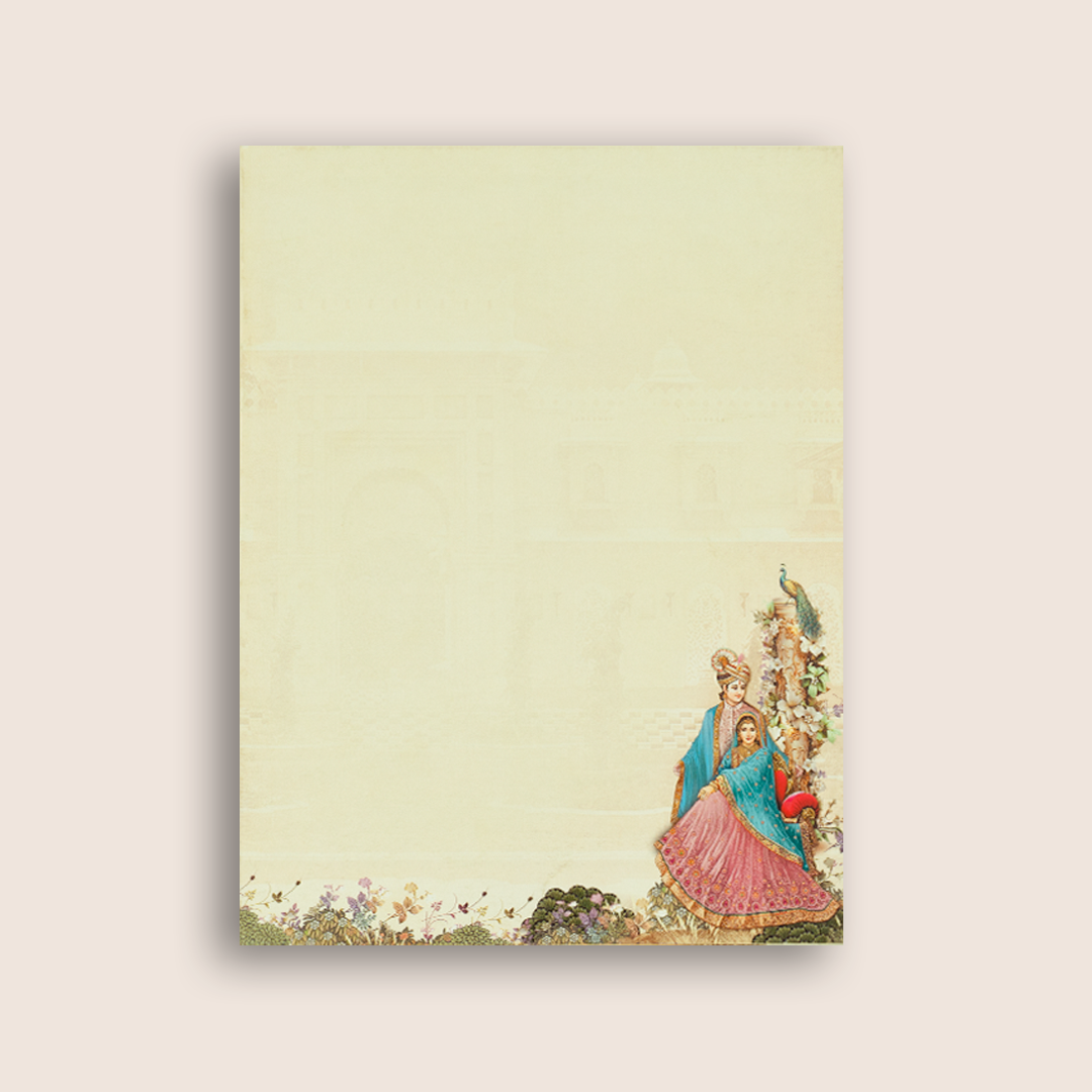 Beige Royal Bride Groom Wedding Card - KAA05150
