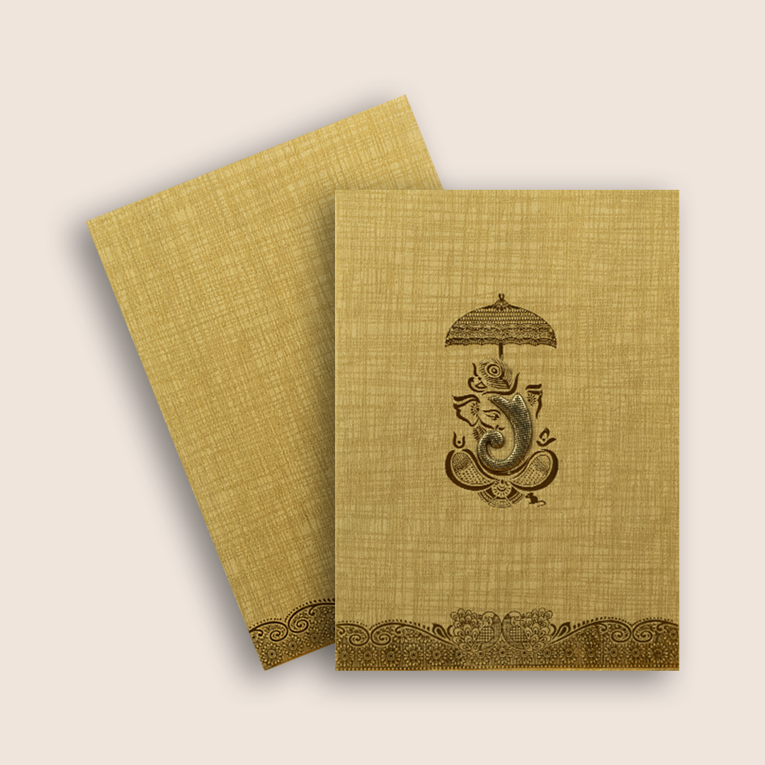 Brown Gold Floral Wedding Card - KNCM25NG
