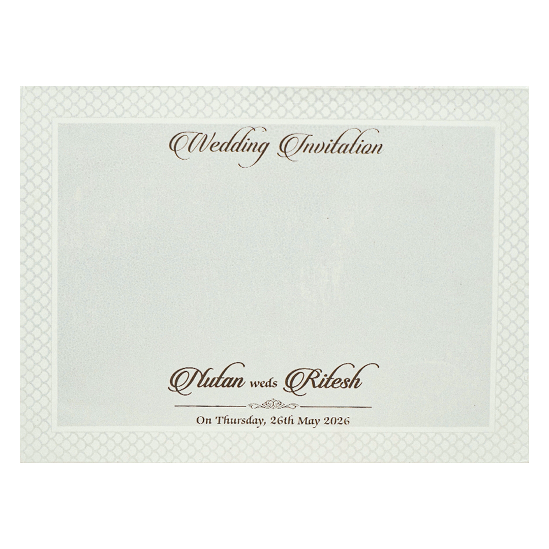 White Embossed Floral Padded Wedding Card-KRE28350