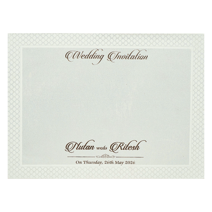 White Embossed Floral Padded Wedding Card-KRE28350