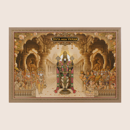 Brown Royal Lord Balaji Padded Wedding Card - KNAK4707