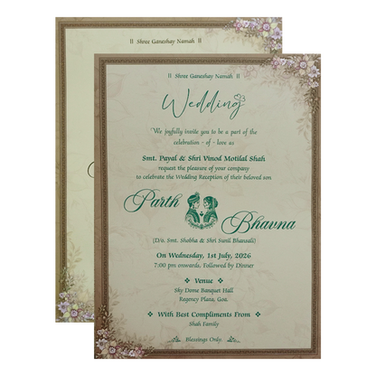 Grey Floral Padded Wedding Card- KSH72480