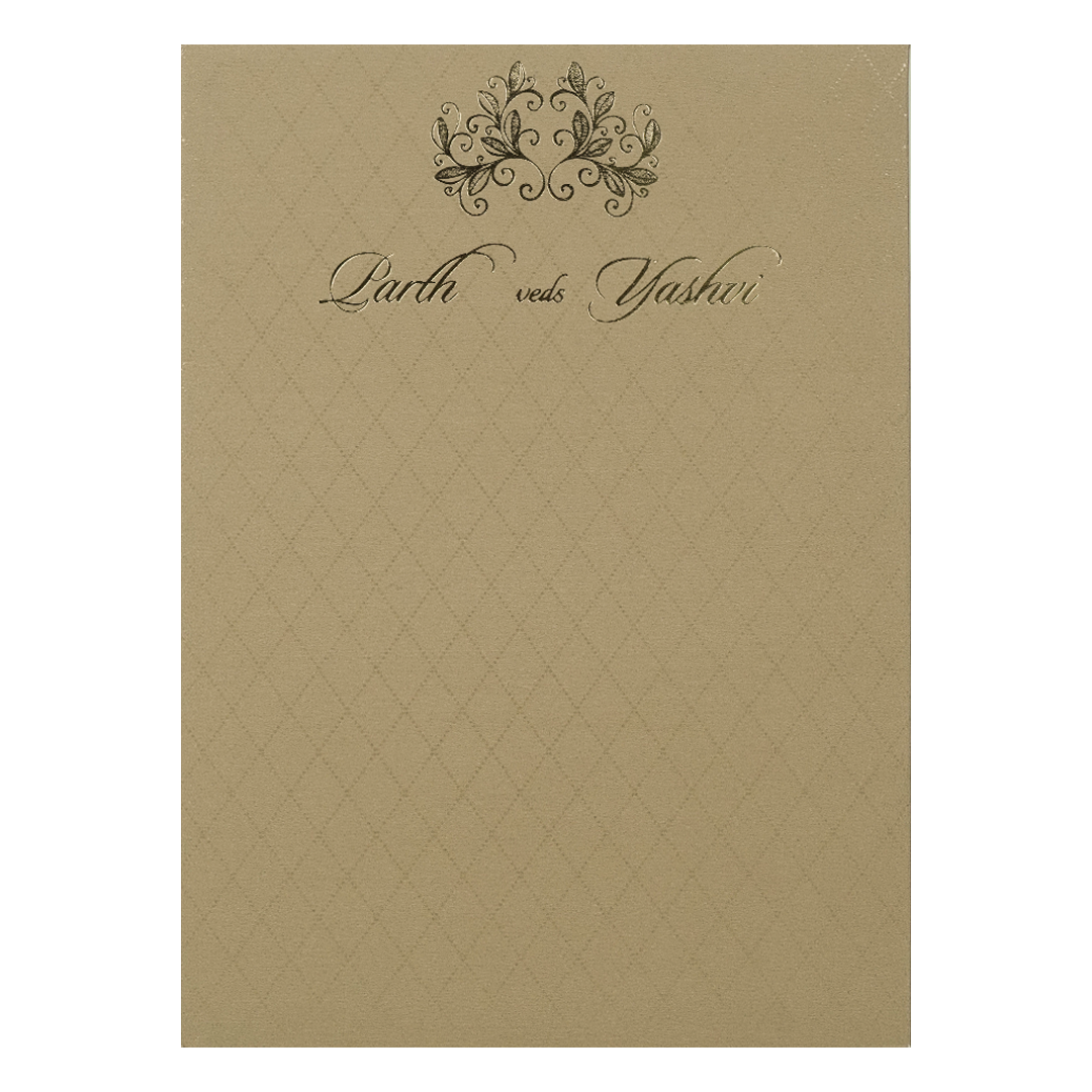 Brown Padded Classic Wedding Card - KRC31530