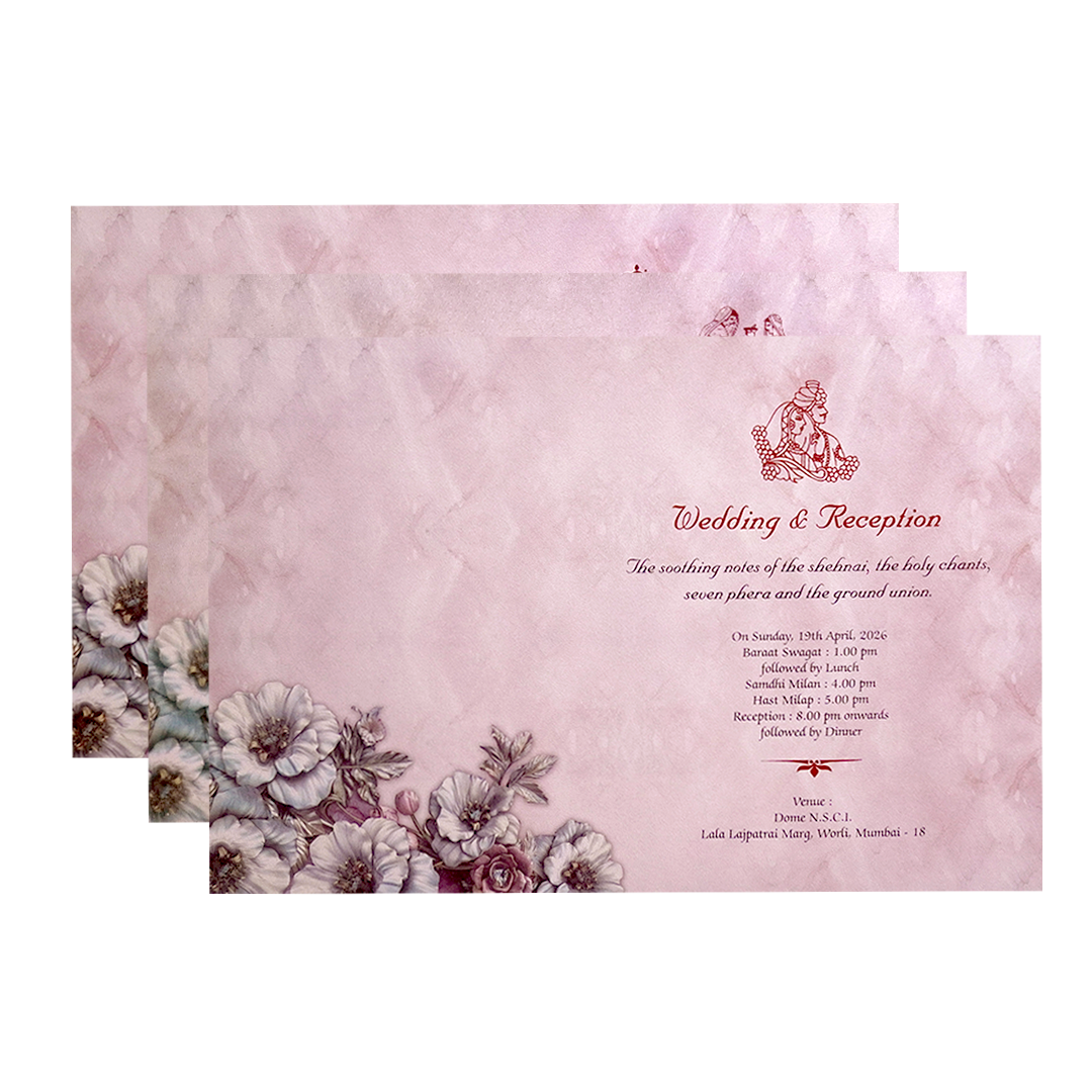 Blush Pink Floral Luxury Wedding Invitation Card-KPR24810