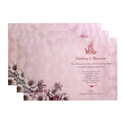 Blush Pink Floral Luxury Wedding Invitation Card-KPR24810