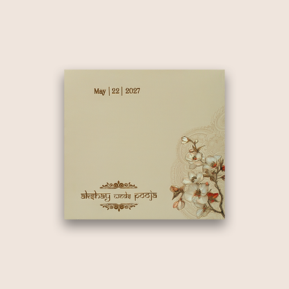 Grey Embossed Floral Padded Invitation Card - KPR026060