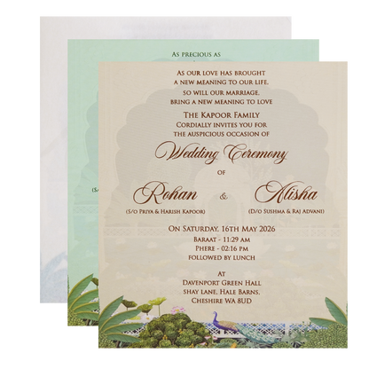 Luxury Cream Garden Laser-Cut Wedding Card - KFR16220