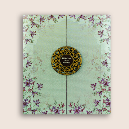 Green Floral Door Style Marriage Card - KVN07620