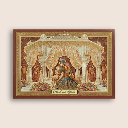 Brown Padded Laser Cut Mandap Wedding Card - KAA05950