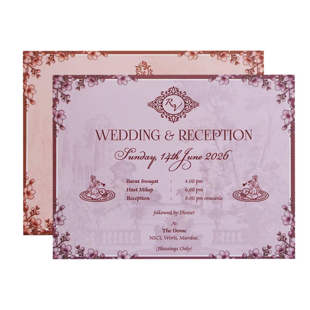 Cream Garden Couple Floral Padded Wedding Card - KVN07290