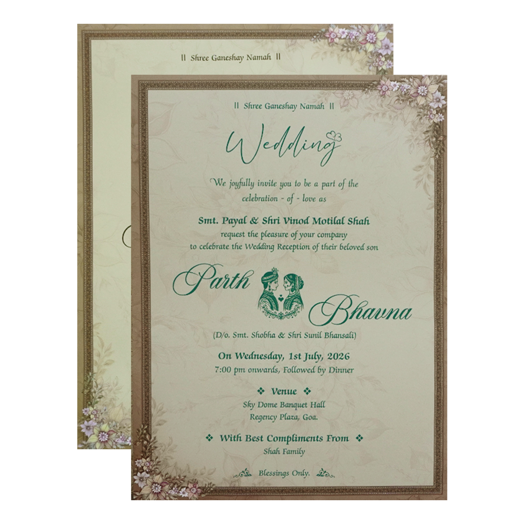 Grey Floral Padded Wedding Card- KSH72480