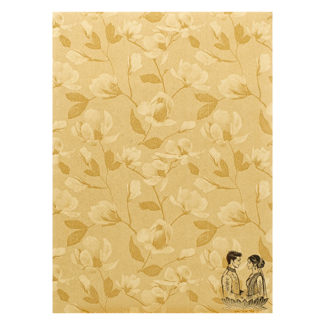 Gold Leaf Lamps Couple Wedding Card-KNKC46GF