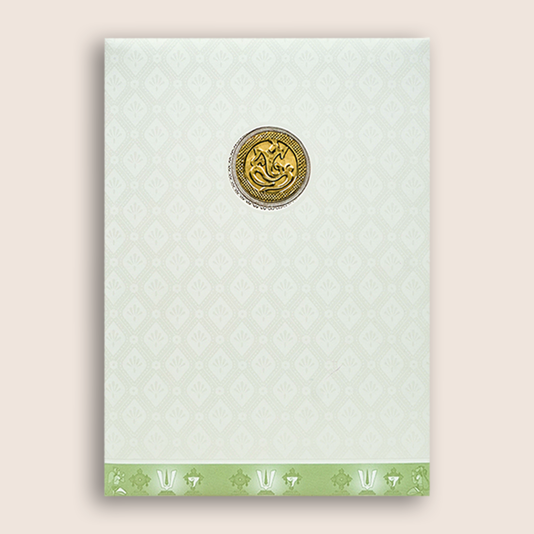 White Pastal Green Lord Venkateshwara Wedding Card - KNA2405G