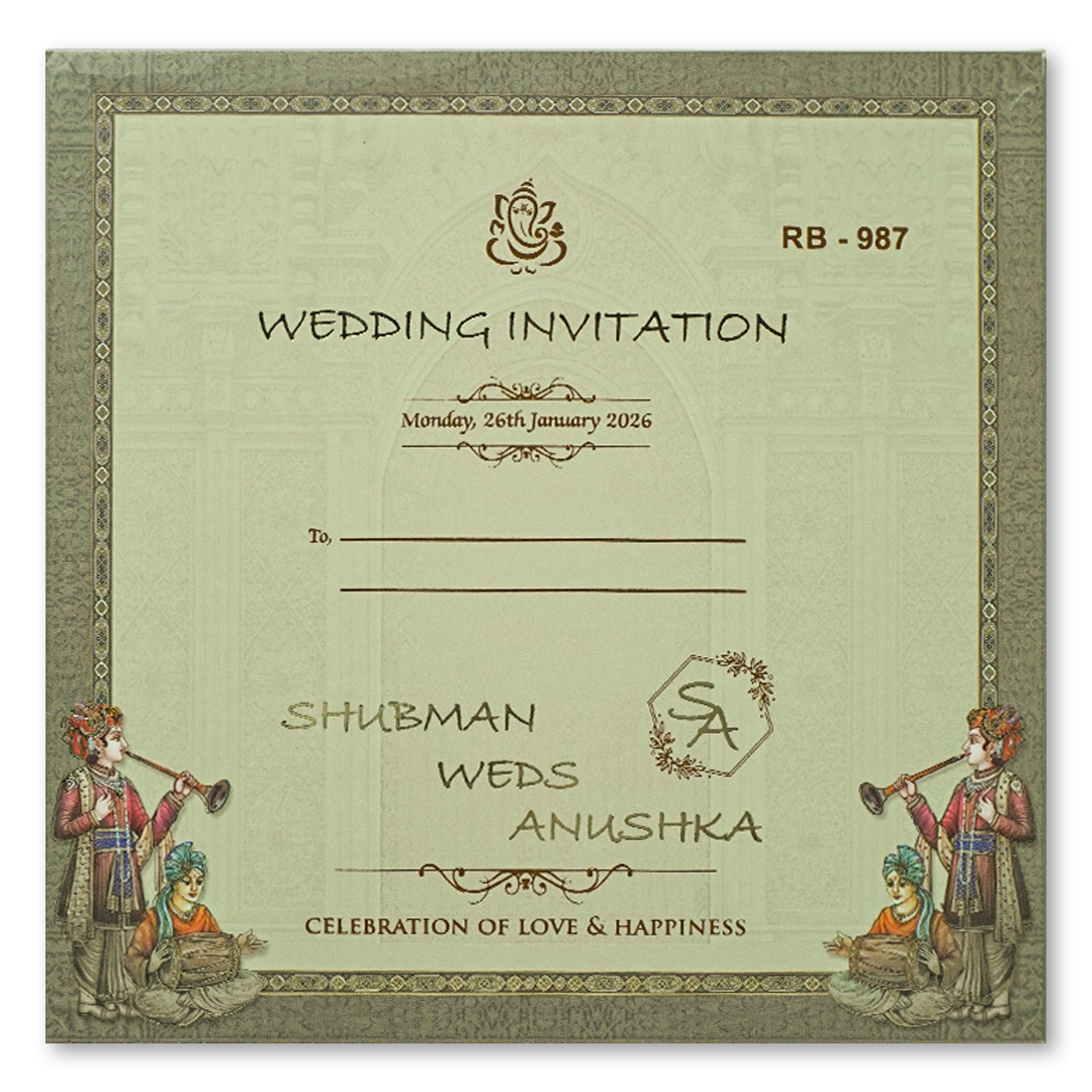Royal Palace Door Style Padded Wedding Card - KRB09870