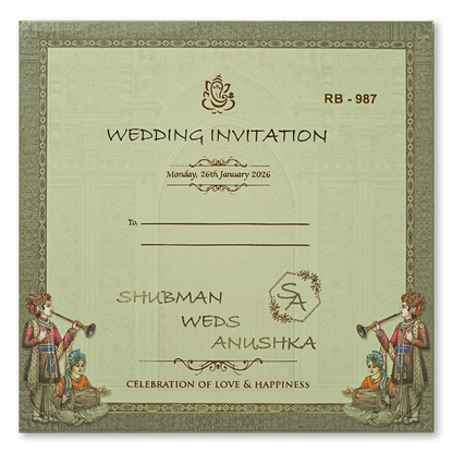 Royal Palace Door Style Padded Wedding Card - KRB09870