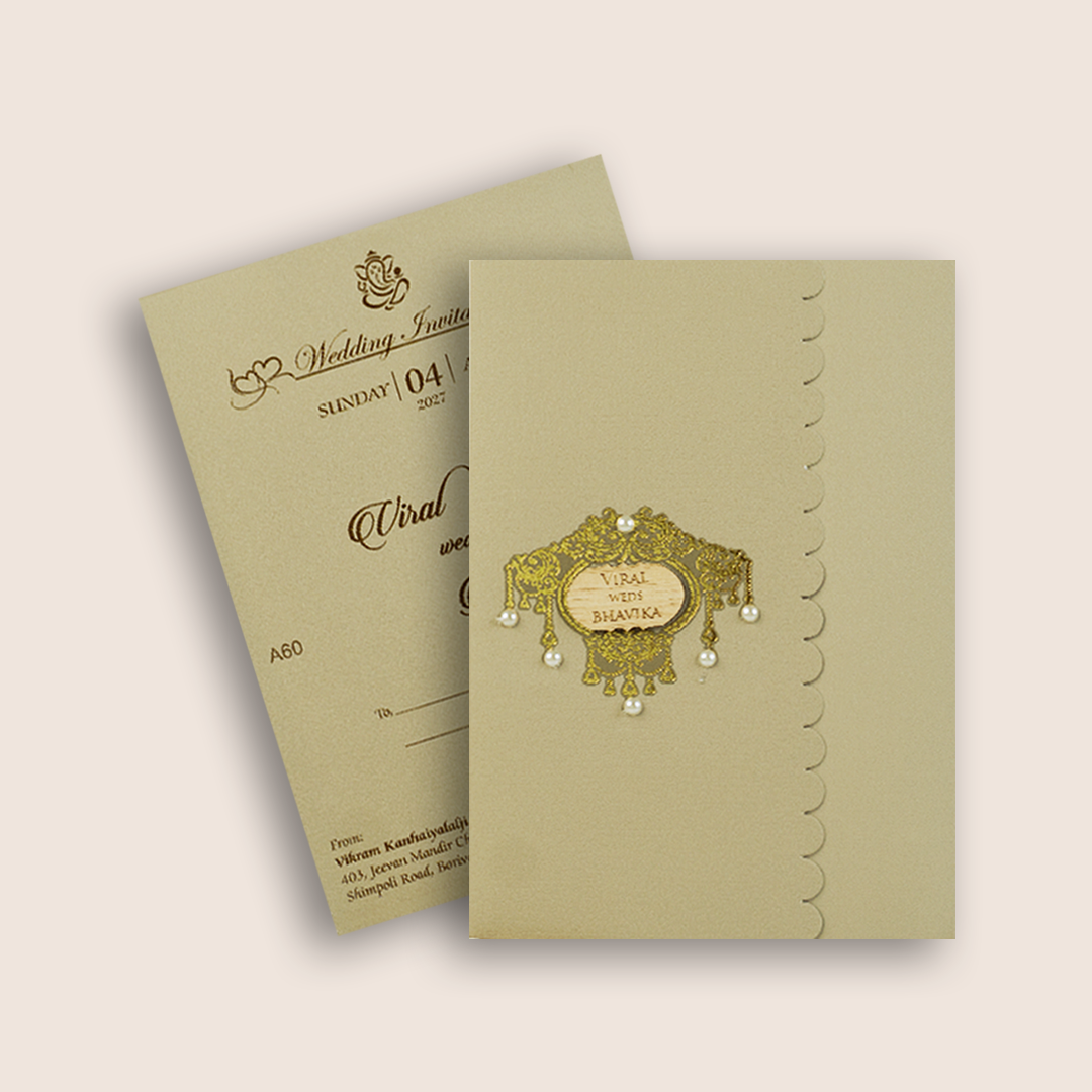 Grey Floral Door Style Wedding Card - KMARA600