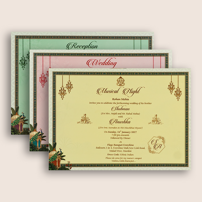 Teal Green Laser Cut Padded Wedding Invitation - KRB10560
