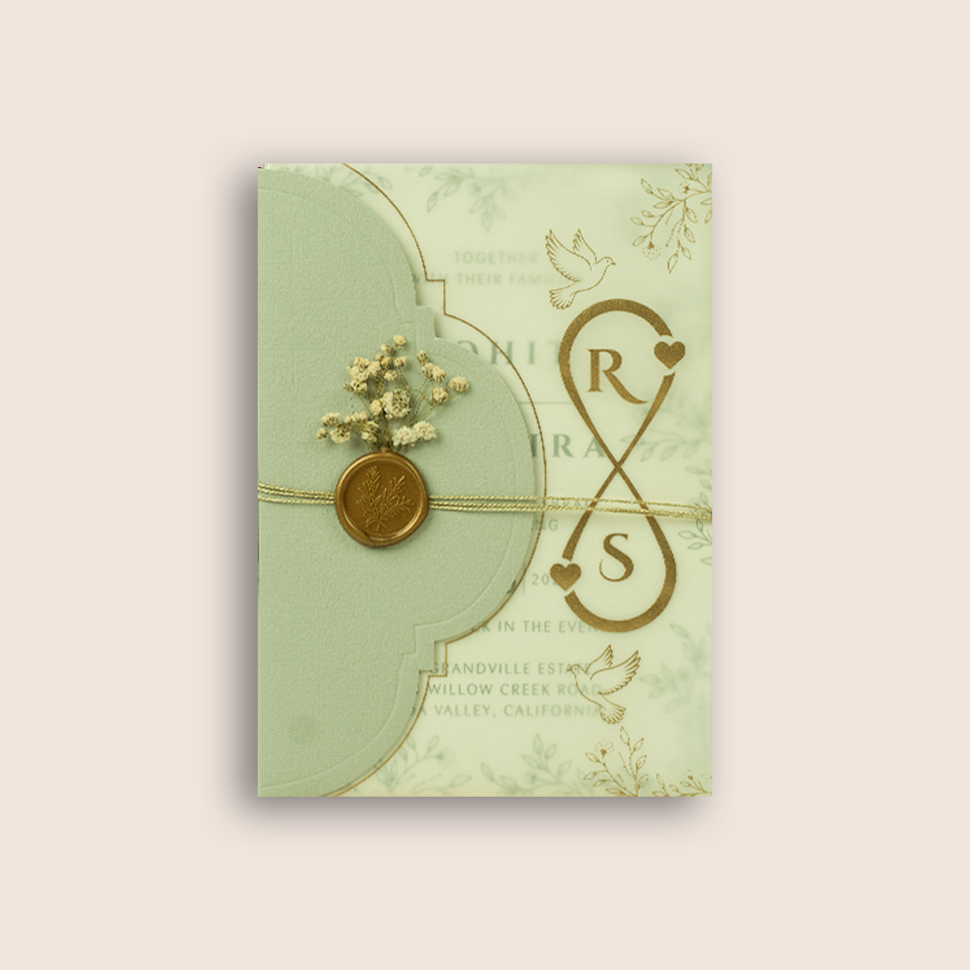 Light Grey Laser Cut Floral Wedding Card - KJP25150
