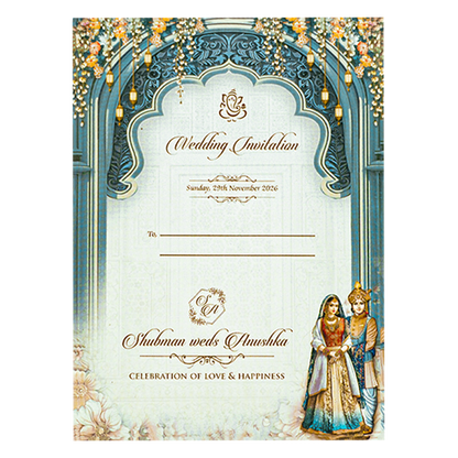 Royal Bride Groom Theme Padded Wedding Card-KRB09220