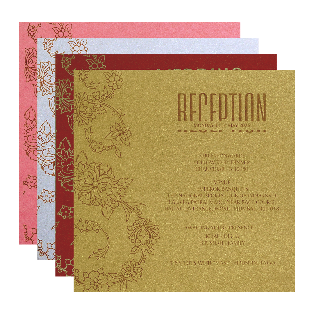 Pink Floral Laser Cut Wedding Card-KPR06150