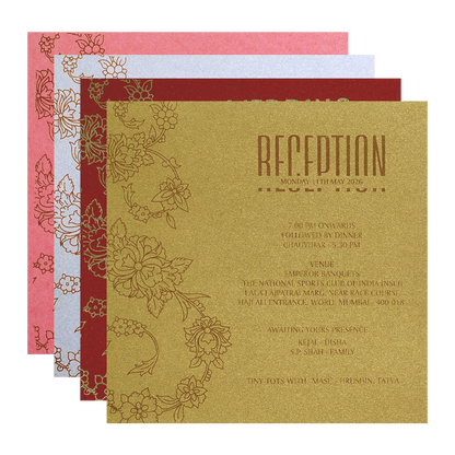 Pink Floral Laser Cut Wedding Card-KPR06150