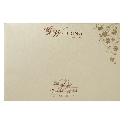 Cream Gold Floral Padded Wedding Card-KSSC2160