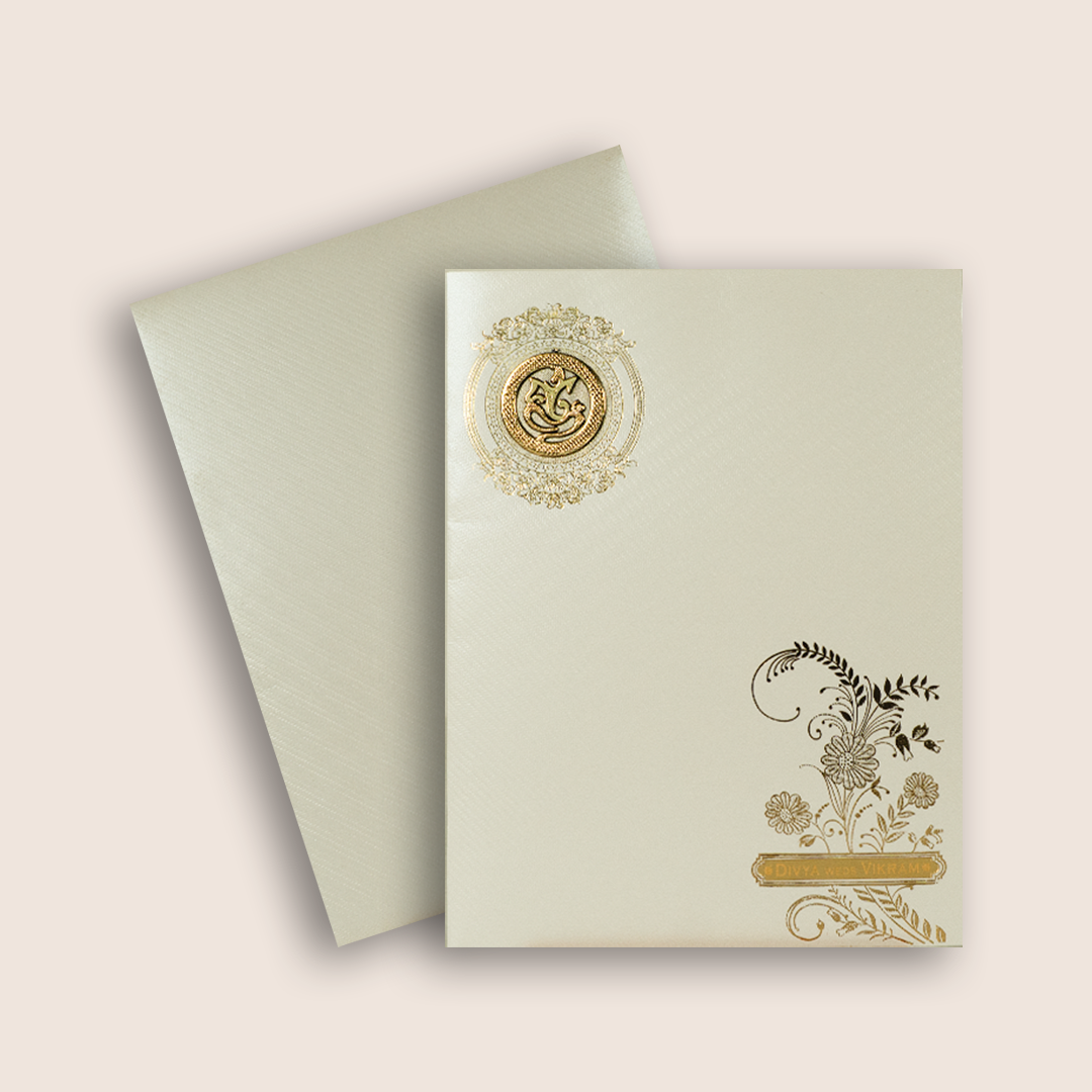 Cream Floral Invitation Card - KNWT5027