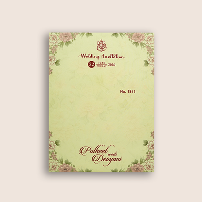 Cream Floral Door Style Invitation Card - KJTS1841