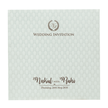 White Floral Border Wedding Card-KRE28560