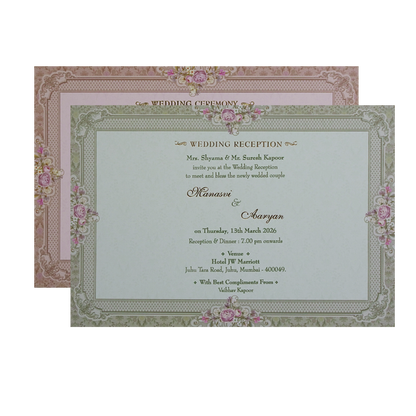 Cream Gold Floral Padded Wedding Card- KMMWD1144