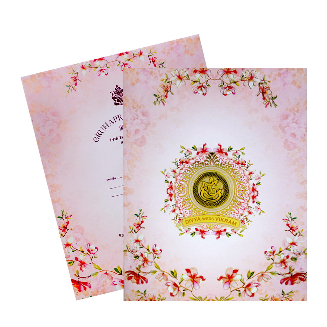 Pink Floral Design Nameplate Wedding Invitation - KNKJ1103-King of Cards