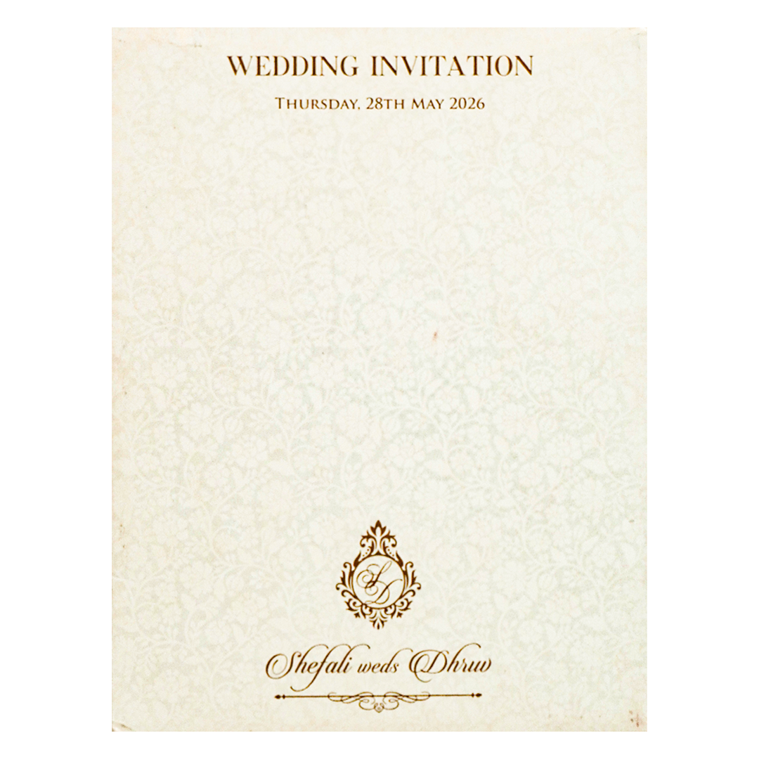White Floral Arch Padded Wedding card-KRE28130