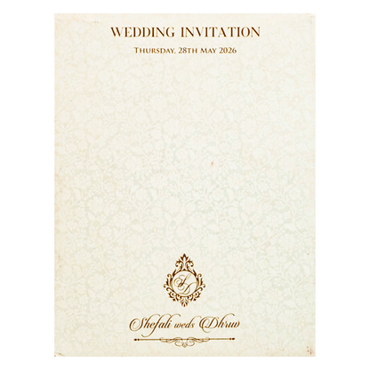 White Floral Arch Padded Wedding card-KRE28130