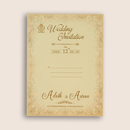 Beige Floral Padded Door Style Invitation Card - KSH18530