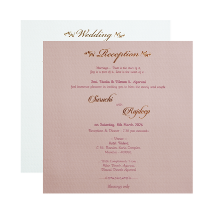 Green Pink Floral Padded Wedding Card -KMMWD1124