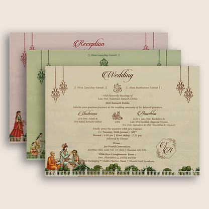 Dark Brown Laser Cut Bride Groom Door Style Padded Wedding Card - KRB105900