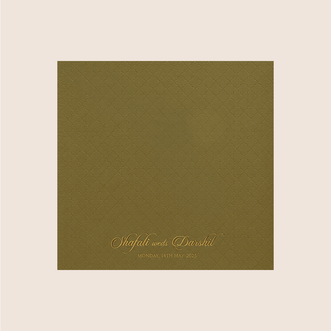 Gold Embossed Pattern Padded Invitation Card - KPR020090