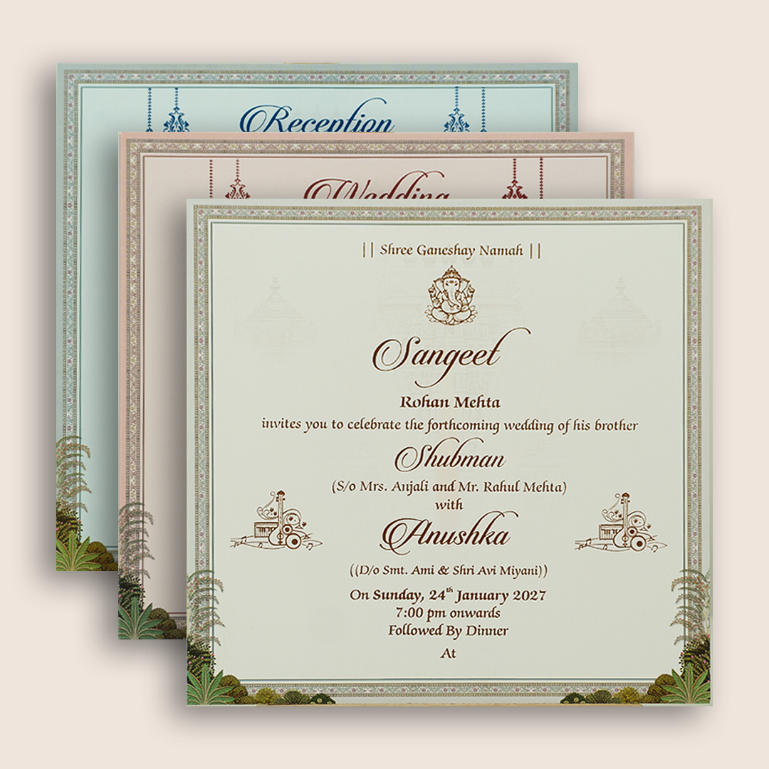 White Vaishnava Tilak Balaji Padmavathi Wedding Card - KRB10770