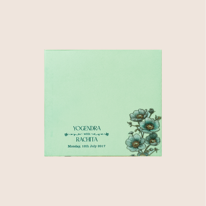 Light Blue Embossed Floral Padded Invitation Card - KPR026090