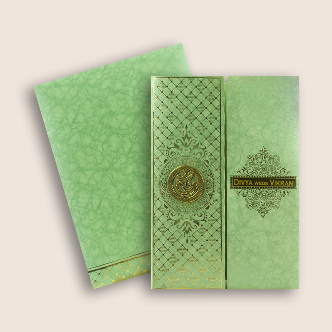 Green Door Style Wedding Card-KNKR040N